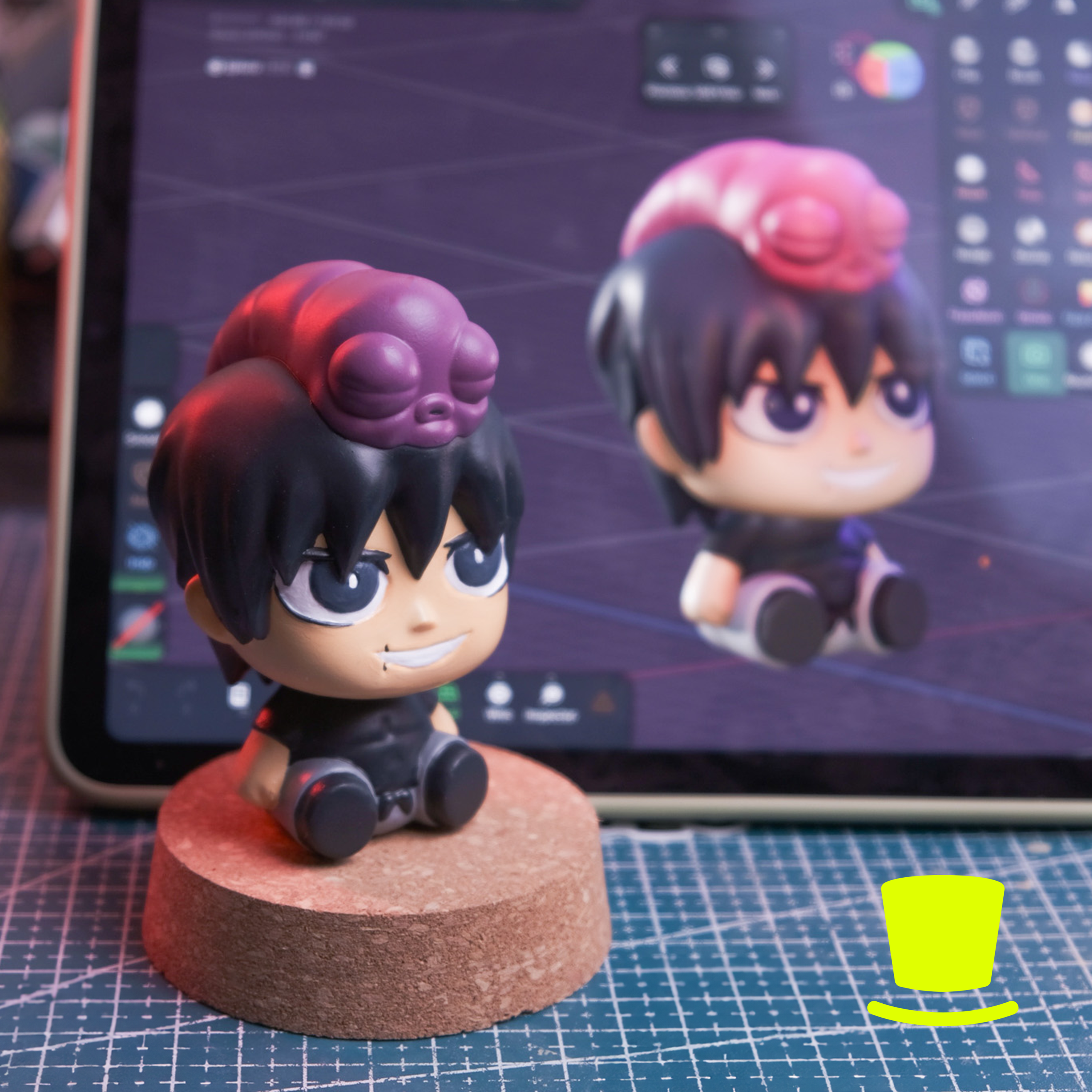 Chibi Boy with Pink Worm Friend